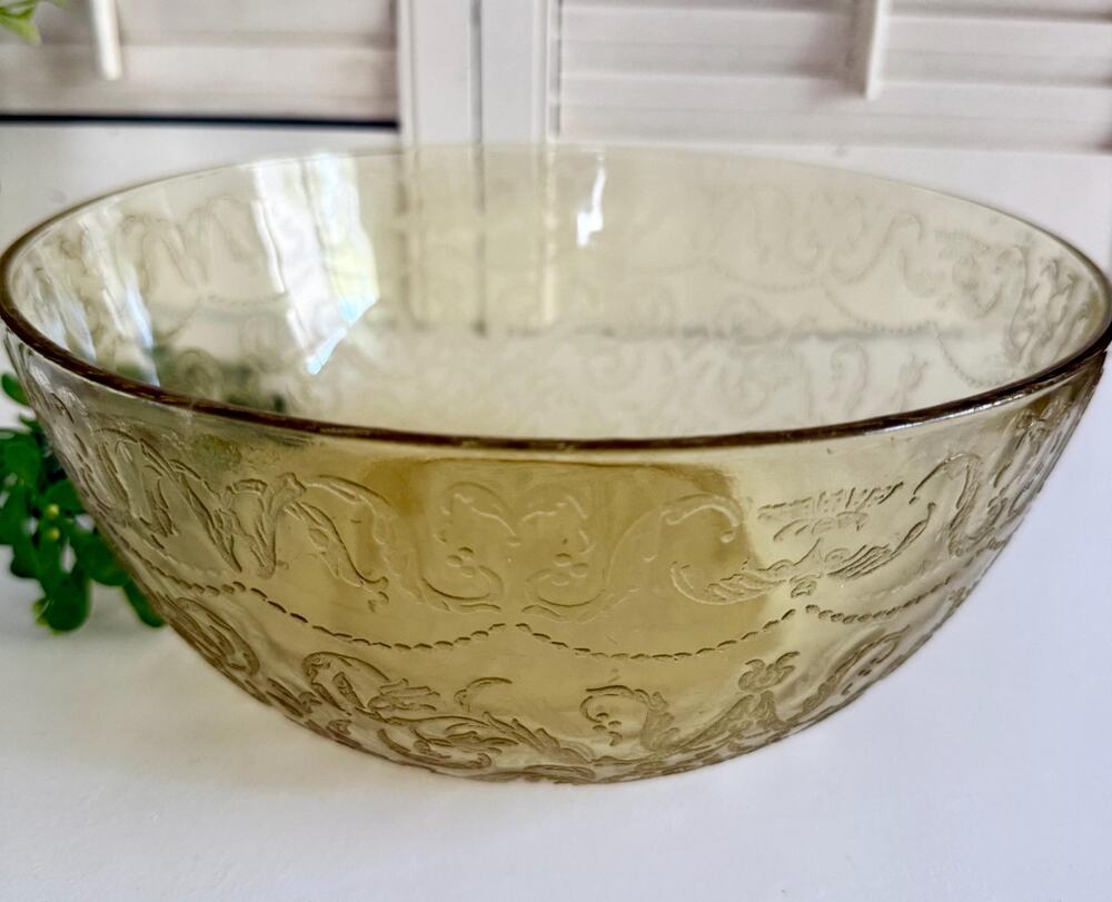 Vintage Federal Glass Madrid Amber Serving Bowl | Depression Glass 1930s